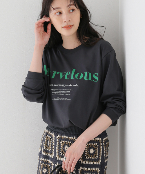 Simplicite（サンプリシテ）の「ロゴロンT（Tシャツ/カットソー・レディース・ホワイト/チャコールグレー/ベージュ・FREE）」の5枚目の写真