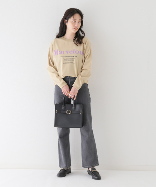 Simplicite（サンプリシテ）の「ロゴロンT（Tシャツ/カットソー・レディース・ホワイト/チャコールグレー/ベージュ・FREE）」の12枚目の写真