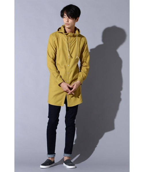 BLUE TORNADO（ブルートルネード）の「BLUE TORNADO∴ヘリンボンロングフードシャツ（パーカー・メンズ・イエロー・L）」の16枚目の写真