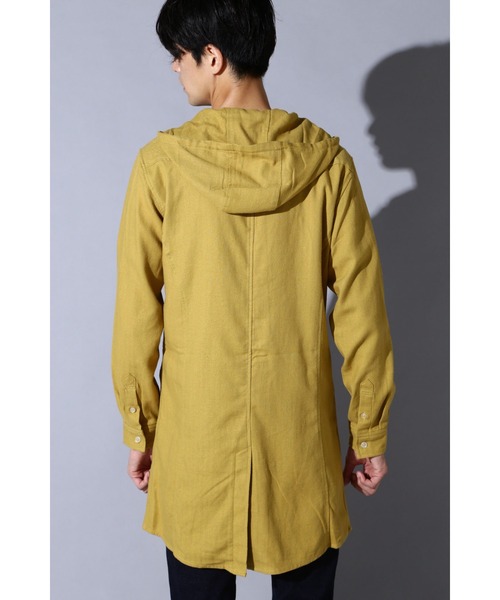 BLUE TORNADO（ブルートルネード）の「BLUE TORNADO∴ヘリンボンロングフードシャツ（パーカー・メンズ・イエロー・L）」の2枚目の写真