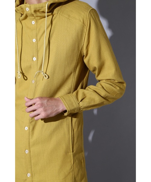 BLUE TORNADO（ブルートルネード）の「BLUE TORNADO∴ヘリンボンロングフードシャツ（パーカー・メンズ・イエロー・L）」の3枚目の写真