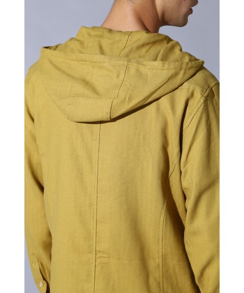 BLUE TORNADO（ブルートルネード）の「BLUE TORNADO∴ヘリンボンロングフードシャツ（パーカー・メンズ・イエロー・L）」の6枚目の写真