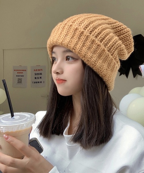 EPICKS（エピックス）の「BIGニットキャップ（ニットキャップ/ビーニー・レディース・ブラック/ベージュ/ブルー/アイボリー・F）」の6枚目の写真