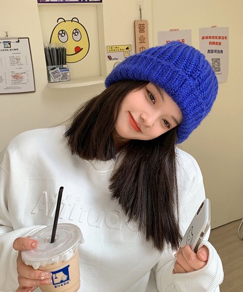 EPICKS（エピックス）の「BIGニットキャップ（ニットキャップ/ビーニー・レディース・ブラック/ベージュ/ブルー/アイボリー・F）」の5枚目の写真