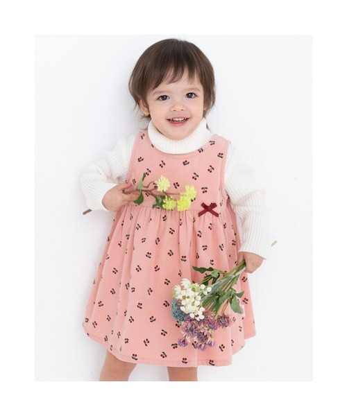 Birthdayparty チェリー柄コーデュロイたっぷりギャザーコットンワンピース 80 110cm ワンピース Birthday Party バースデイパーティー のファッション通販 Zozotown