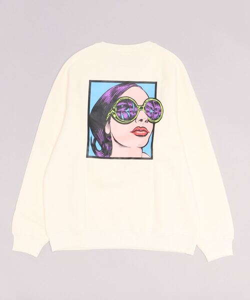 RVCA（ルーカ）の「RVCA メンズ GIRL FRIEND CREW トレーナー【2022年秋冬モデル】/ルーカバックプリントスウェットトレーナー（スウェット・メンズ・グリーン系その他/オフホワイト・SMALL/LARGE/MEDIUM）」の8枚目の写真