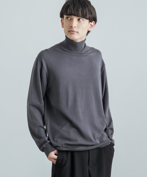 Rocky Monroe(ロッキーモンロー)の「ハンドウォッシュ ミドルゲージ タートルネックニットソー(ニット/セーター・メンズ・オフホワイト/ブラック/チャコールグレー/ライトグレー/アッシュブラウン/ベージュ/グリーン/ブルーグリーン・M/L)」の4枚目の写真