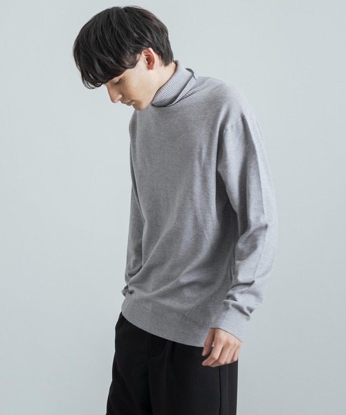 Rocky Monroe(ロッキーモンロー)の「ハンドウォッシュ ミドルゲージ タートルネックニットソー(ニット/セーター・メンズ・オフホワイト/ブラック/チャコールグレー/ライトグレー/アッシュブラウン/ベージュ/グリーン/ブルーグリーン・M/L)」の5枚目の写真