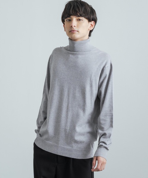 Rocky Monroe(ロッキーモンロー)の「ハンドウォッシュ ミドルゲージ タートルネックニットソー(ニット/セーター・メンズ・オフホワイト/ブラック/チャコールグレー/ライトグレー/アッシュブラウン/ベージュ/グリーン/ブルーグリーン・M/L)」の10枚目の写真