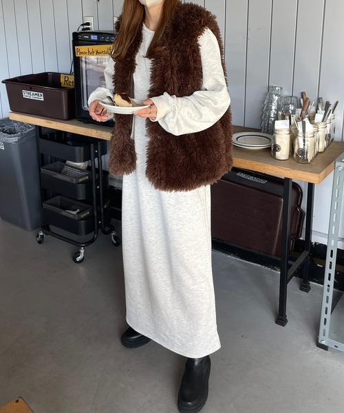 LE MORE（リモア）の「フェイクファーベスト（ベスト・レディース・アイボリー/ピンク/ブラウン・FREE）」の20枚目の写真