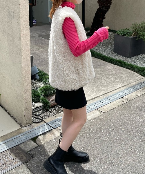 LE MORE（リモア）の「フェイクファーベスト（ベスト・レディース・アイボリー/ピンク/ブラウン・FREE）」の15枚目の写真