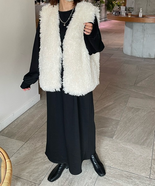 LE MORE（リモア）の「フェイクファーベスト（ベスト・レディース・アイボリー/ピンク/ブラウン・FREE）」の14枚目の写真