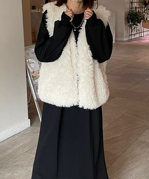 LE MORE（リモア）の「フェイクファーベスト（ベスト・レディース・アイボリー/ピンク/ブラウン・FREE）」の13枚目の写真