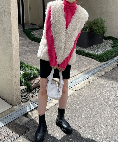 LE MORE（リモア）の「フェイクファーベスト（ベスト・レディース・アイボリー/ピンク/ブラウン・FREE）」の9枚目の写真