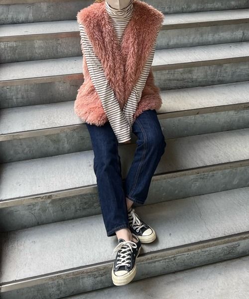 LE MORE（リモア）の「フェイクファーベスト（ベスト・レディース・アイボリー/ピンク/ブラウン・FREE）」の7枚目の写真