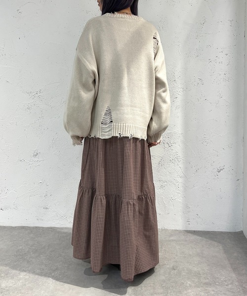 apres jour mignon(アプレジュールミニョン)の「クラッシュダメージニット【ZOZOTOWN限定アイテム】(ニット/セーター・レディース・ブラック/アイボリー/ブルー・X-LARGE/フリー)」の19枚目の写真