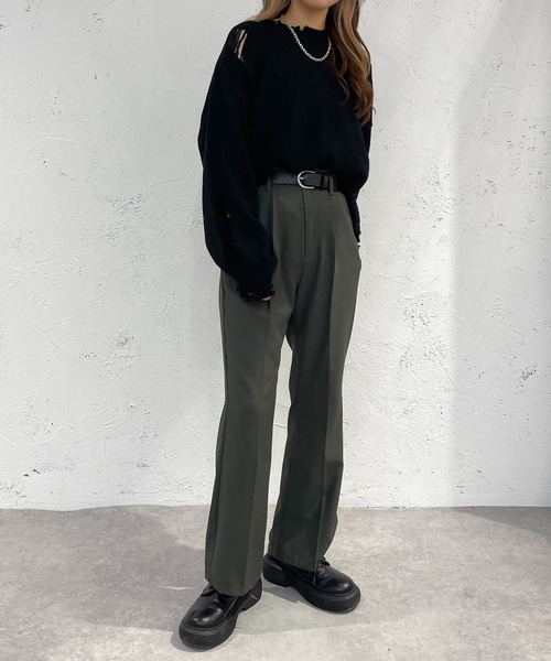 apres jour mignon(アプレジュールミニョン)の「クラッシュダメージニット【ZOZOTOWN限定アイテム】(ニット/セーター・レディース・ブラック/アイボリー/ブルー・X-LARGE/フリー)」の7枚目の写真