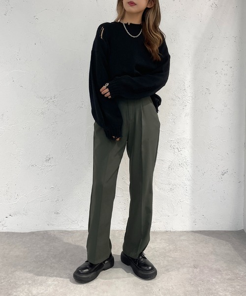 apres jour mignon(アプレジュールミニョン)の「クラッシュダメージニット【ZOZOTOWN限定アイテム】(ニット/セーター・レディース・ブラック/アイボリー/ブルー・X-LARGE/フリー)」の8枚目の写真