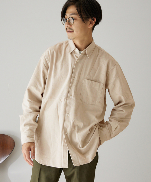 417 EDIFICE（フォーワンセブンエディフィス）の「【ESSENTIAL / エッセンシャル】 フランネルレギュラーカラーシャツ（シャツ/ブラウス・メンズ・チャコールグレー/ホワイト/ベージュ/ブラウン/グリーン・MEDIUM/LARGE/SMALL/X-LARGE）」の5枚目の写真