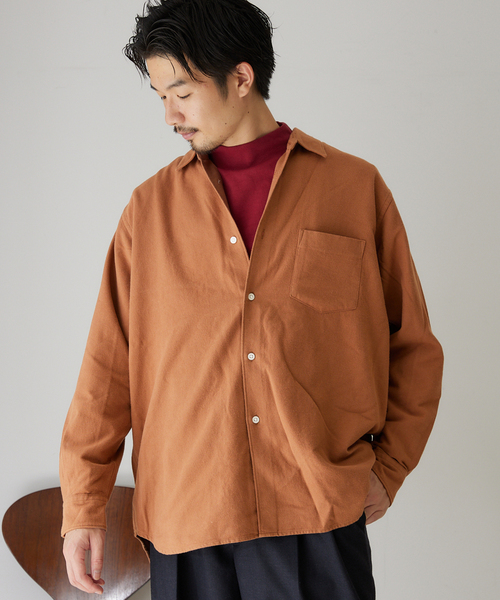 417 EDIFICE（フォーワンセブンエディフィス）の「【ESSENTIAL / エッセンシャル】 フランネルレギュラーカラーシャツ（シャツ/ブラウス・メンズ・チャコールグレー/ホワイト/ベージュ/ブラウン/グリーン・MEDIUM/LARGE/SMALL/X-LARGE）」の4枚目の写真