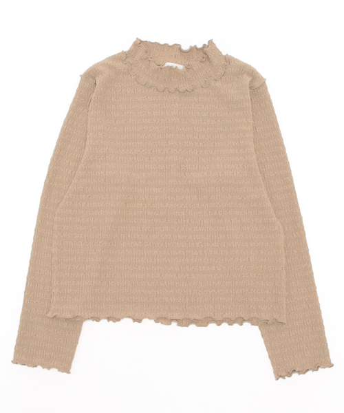 ehka sopo(エヘカソポ)の「ハイネックしぼしぼカットソー(Tシャツ/カットソー・レディース・キナリ/ベージュ/チャコール・フリ-)」の3枚目の写真