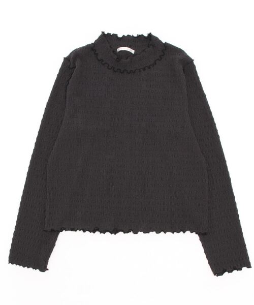 ehka sopo(エヘカソポ)の「ハイネックしぼしぼカットソー(Tシャツ/カットソー・レディース・キナリ/ベージュ/チャコール・フリ-)」の1枚目の写真