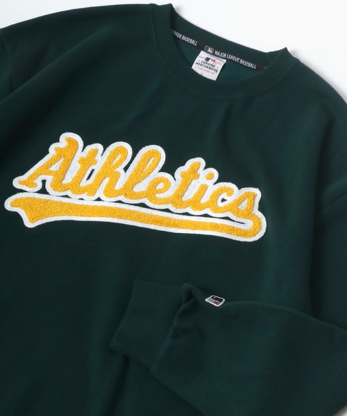 MLB(メジャーリーグベースボール)の「MLB/メジャーリーグベースボール サガラ刺繍 ビッグシルエット 裏起毛 スウェットトレーナー(スウェット・メンズ・オフホワイト/グリーン/ネイビー/ブラック・M/L/LL)」の4枚目の写真