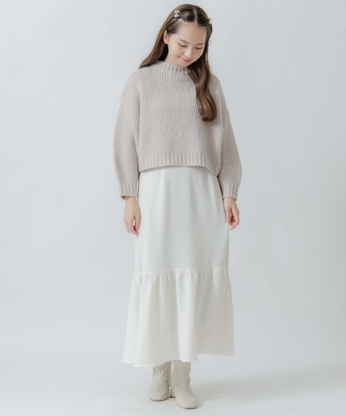 flower(フラワー)の「ギャザーティアードスカート(スカート・レディース・ホワイト/アイボリー/ブラック・FREE)」の9枚目の写真