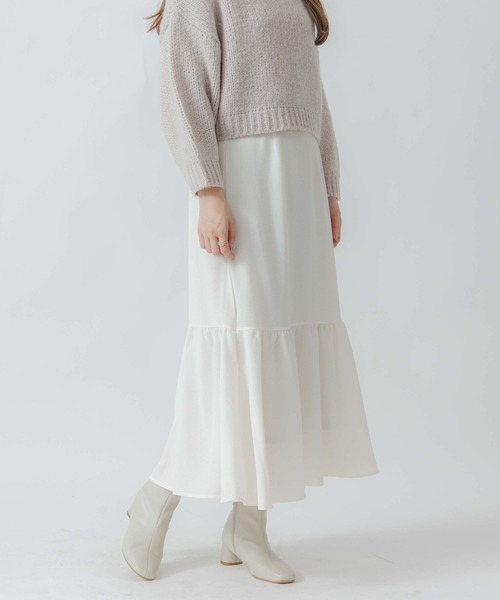 flower(フラワー)の「ギャザーティアードスカート(スカート・レディース・ホワイト/アイボリー/ブラック・FREE)」の4枚目の写真