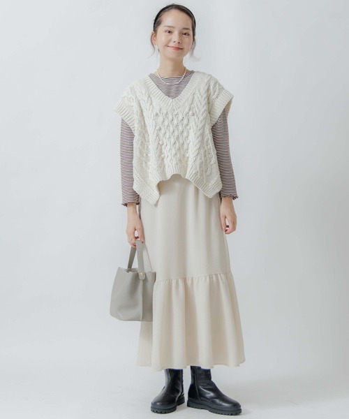 flower(フラワー)の「ギャザーティアードスカート(スカート・レディース・ホワイト/アイボリー/ブラック・FREE)」の17枚目の写真