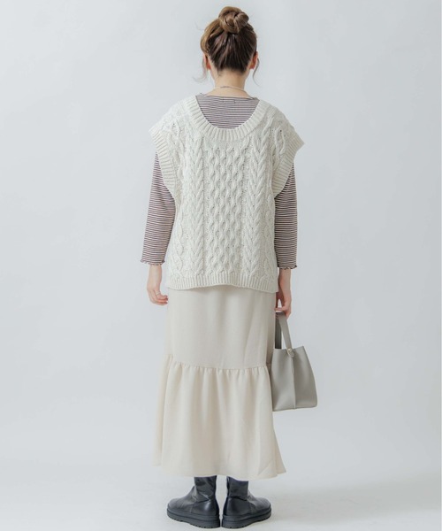 flower(フラワー)の「ギャザーティアードスカート(スカート・レディース・ホワイト/アイボリー/ブラック・FREE)」の19枚目の写真