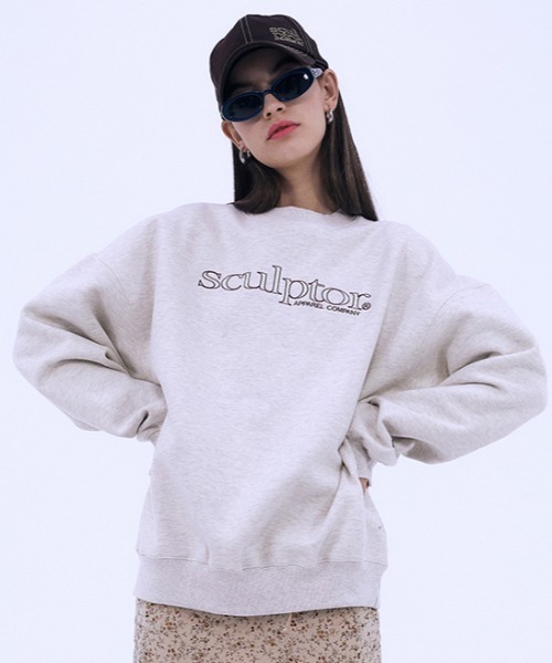 SCULPTOR スカルプター スウェット グレー SCULPTOR（スカルプター）の「SATIN APPLIQUE SWEATSHIRT/サテン