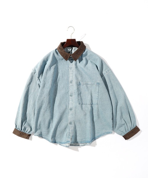 【セール】ビッグシルエット コーデュロイデニム バルーンスリーブ シャツ レディース（シャツ/ブラウス）｜THISIS（ディスイズ）