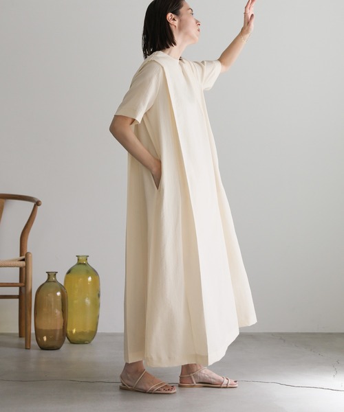 手洗い可／日本製】タックデザインワンピース（２００２５５１６９５） | COUP DE CHANCE (Women)/クードシャンス |  三越伊勢丹オンラインストア・通販【公式】 リネンタッチ　サイドタックデザインワンピース