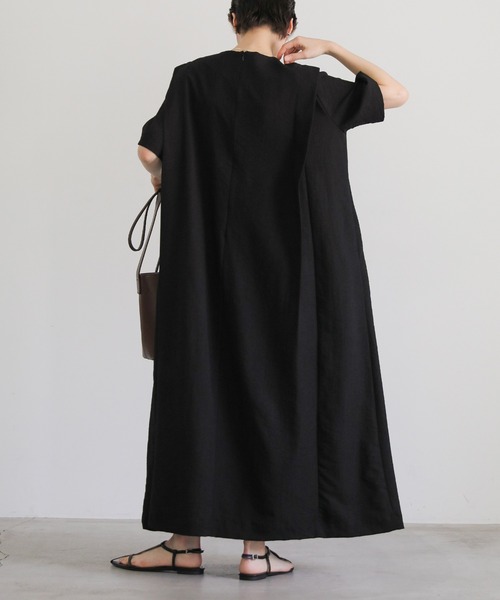 select MOCA（セレクトモカ）の「リネンタッチサイドタックデザインワンピース（ワンピース・レディース・ライトベージュ/ブラック/アイボリー・FREE）」の14枚目の写真