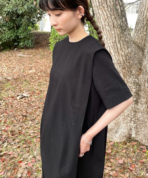 select MOCA（セレクトモカ）の「リネンタッチサイドタックデザインワンピース（ワンピース・レディース・ライトベージュ/ブラック/アイボリー・FREE）」の18枚目の写真