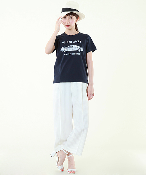 Tiara（ティアラ）の「クロップドワイドパンツ（その他パンツ・レディース・ブラック/ブルー/ストライプ・3/2）」の6枚目の写真