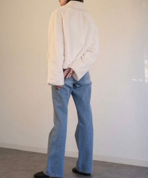 Reurie'（レウリィ）の「フロントジップエコファージャケット（その他アウター・レディース・ブラック/アイボリー・FREE）」の12枚目の写真