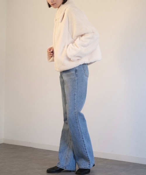 Reurie'（レウリィ）の「フロントジップエコファージャケット（その他アウター・レディース・ブラック/アイボリー・FREE）」の11枚目の写真