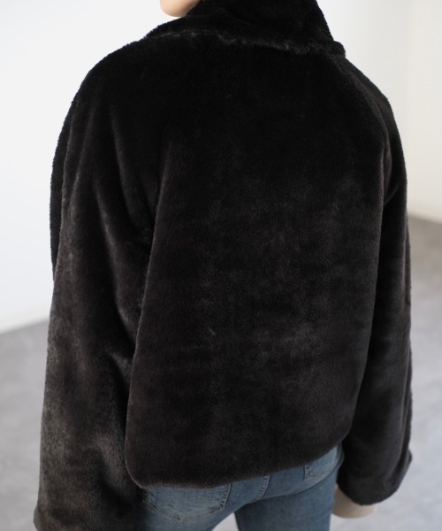 Reurie'（レウリィ）の「フロントジップエコファージャケット（その他アウター・レディース・ブラック/アイボリー・FREE）」の17枚目の写真