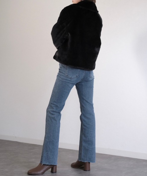 Reurie'（レウリィ）の「フロントジップエコファージャケット（その他アウター・レディース・ブラック/アイボリー・FREE）」の18枚目の写真