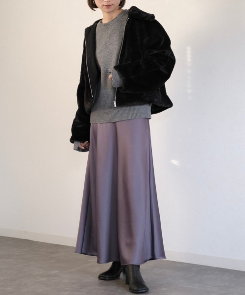 Reurie'（レウリィ）の「フロントジップエコファージャケット（その他アウター・レディース・ブラック/アイボリー・FREE）」の20枚目の写真