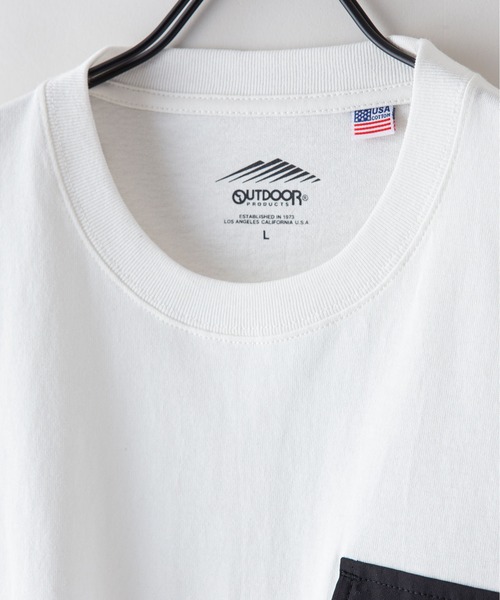 OUTDOOR PRODUCTS APPAREL（アウトドアプロダクツアパレル）の「USAコットン ビッグシルエット　布帛ポケット　ロングTシャツ　ロンT（Tシャツ/カットソー・メンズ・ホワイト/ブラック/カーキ・MEDIUM/LARGE/X-LARGE）」の4枚目の写真