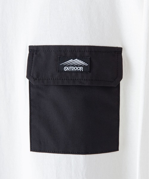 OUTDOOR PRODUCTS APPAREL（アウトドアプロダクツアパレル）の「USAコットン ビッグシルエット　布帛ポケット　ロングTシャツ　ロンT（Tシャツ/カットソー・メンズ・ホワイト/ブラック/カーキ・MEDIUM/LARGE/X-LARGE）」の5枚目の写真