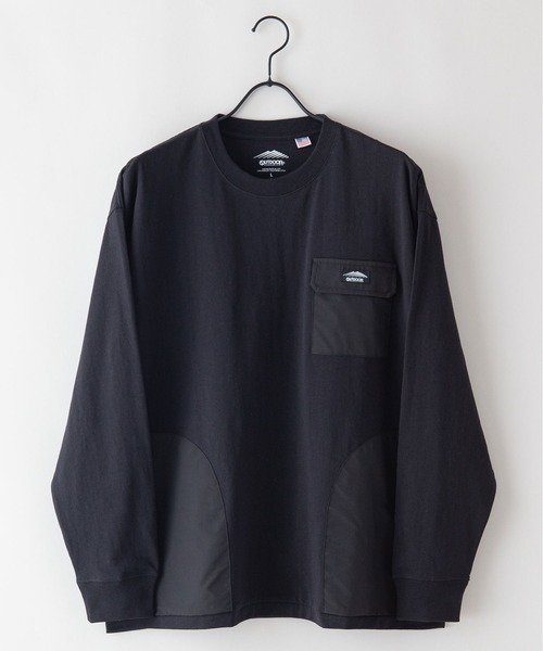 OUTDOOR PRODUCTS APPAREL（アウトドアプロダクツアパレル）の「USAコットン ビッグシルエット　布帛ポケット　ロングTシャツ　ロンT（Tシャツ/カットソー・メンズ・ホワイト/ブラック/カーキ・MEDIUM/LARGE/X-LARGE）」の21枚目の写真