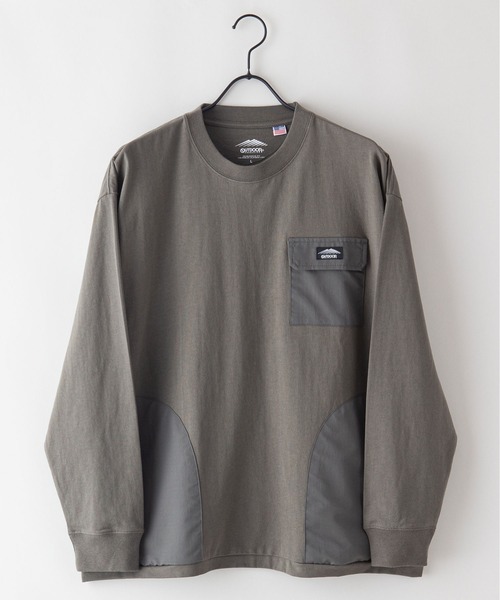 OUTDOOR PRODUCTS APPAREL（アウトドアプロダクツアパレル）の「USAコットン ビッグシルエット　布帛ポケット　ロングTシャツ　ロンT（Tシャツ/カットソー・メンズ・ホワイト/ブラック/カーキ・MEDIUM/LARGE/X-LARGE）」の20枚目の写真