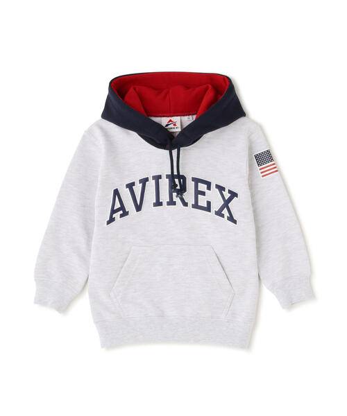AVIREX（アヴィレックス）の「【KID'S】L/S ARCHLOGO COLOR HOOD PARKA/ キッズ アーチロゴフードパーカー（パーカー・キッズ・グレー系その他3/レッド/ネイビー・120/140/100）」の4枚目の写真