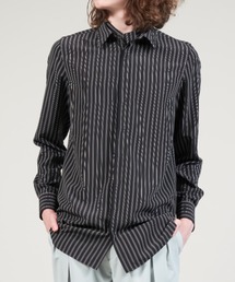 GalaabenD | ダブルストライプ ボウタイ付き レギュラーシャツ(シャツ/ブラウス)