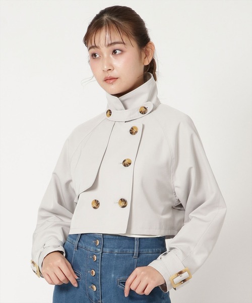 REDYAZEL（レディアゼル）の「スタンドトレンチショートコート（トレンチコート・レディース・ベージュ/ピンク/ライトグレー・SMALL/MEDIUM）」の21枚目の写真