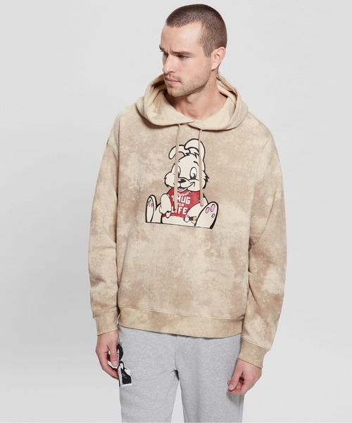 Guess(ゲス)の「GUESS X BRANDALISED(R) WITH GRAFFITI BY BANKSY Leon Washed Bunny Hoodie(パーカー・メンズ・ベージュ・SMALL/LARGE/MEDIUM/X-LARGE)」の3枚目の写真